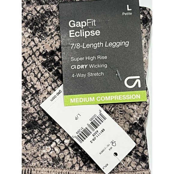 NWT GAP Fit Eclipse 7/8 Legging Pants LARGE PETITE Black Brown Snake Print - Picture 3 of 5